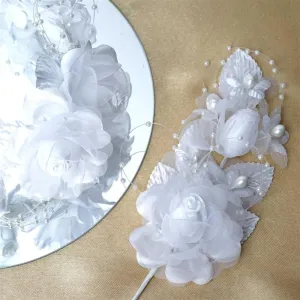 12 Pack 8" White Bridal Hair Side Comb Floral Barrette Headpiece Wedding Accessory