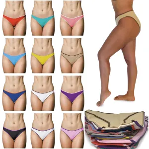 12 Pack Basics Women's Cotton Stretch Bikini Panties