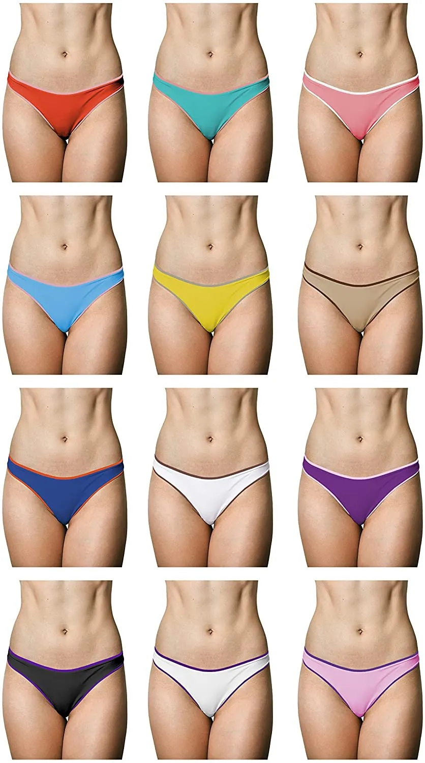 12 Pack Basics Women's Cotton Stretch Bikini Panties