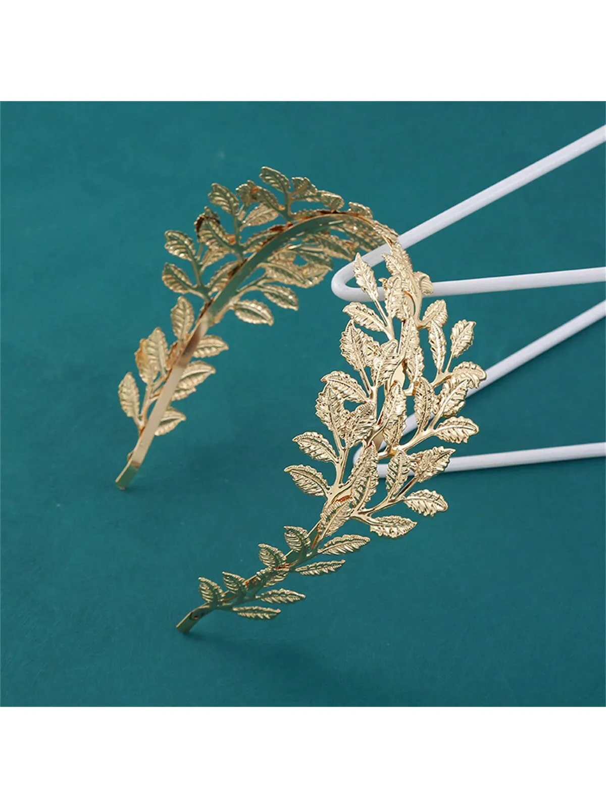 1pc Golden Leaf Headband Baroque Retro Gold Olive Leaf Crown Hair Hoop For Women Girls Wedding Queen Daily Use Hair Accessories