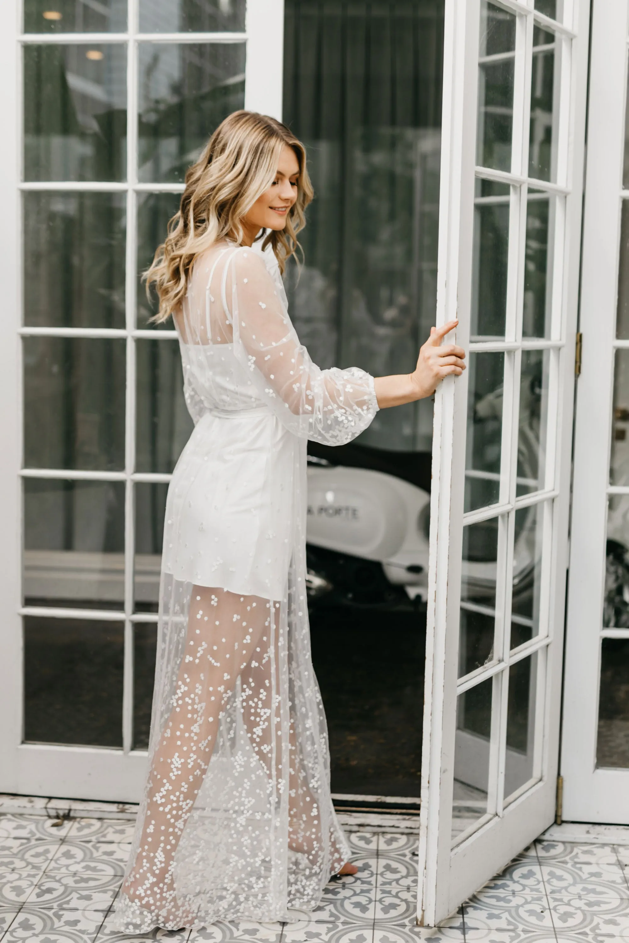 Adelina Spot Lace Maxi Bridal Robe - Includes Slip