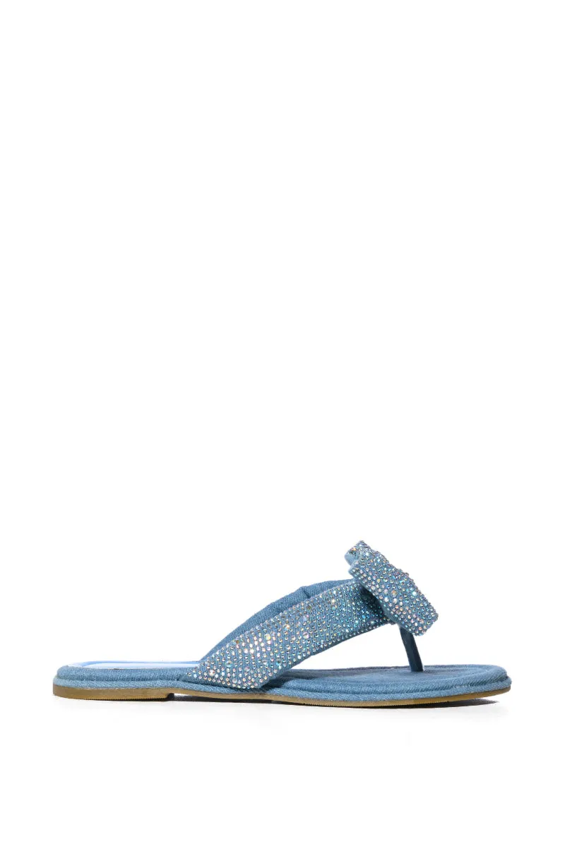 AZALEA WANG EILEEN EMBELLISHED FILP FLOP SANDAL IN DENIM