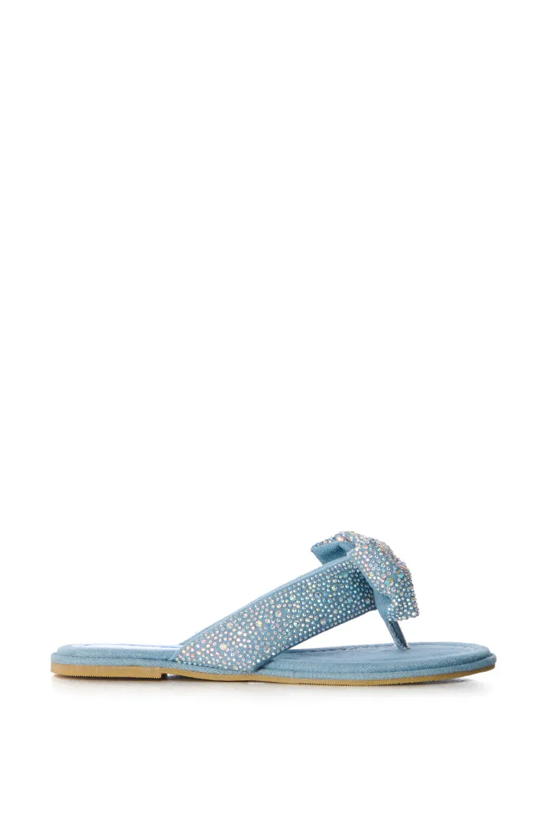 AZALEA WANG EILEEN EMBELLISHED FILP FLOP SANDAL IN DENIM