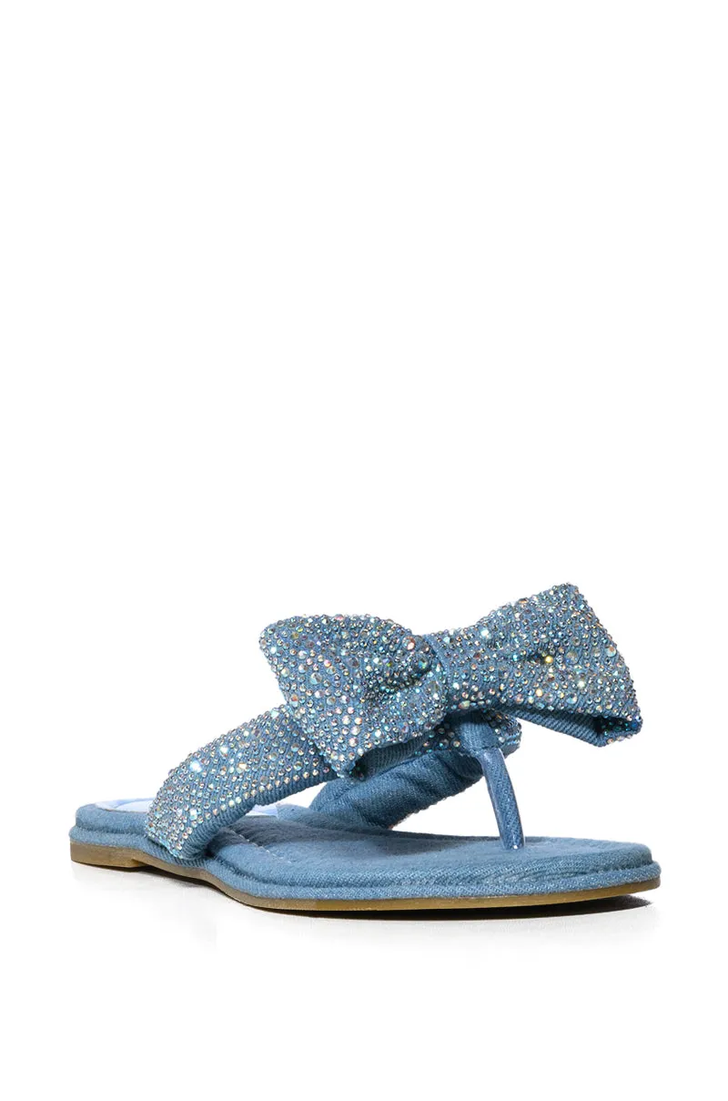 AZALEA WANG EILEEN EMBELLISHED FILP FLOP SANDAL IN DENIM