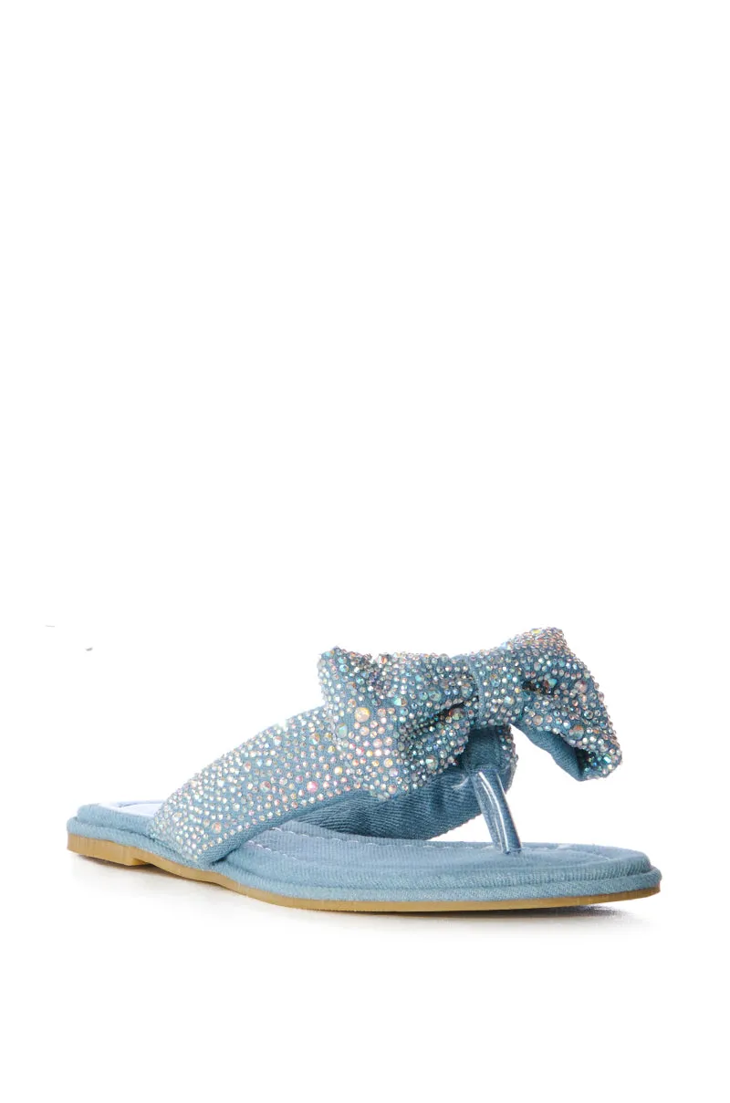 AZALEA WANG EILEEN EMBELLISHED FILP FLOP SANDAL IN DENIM