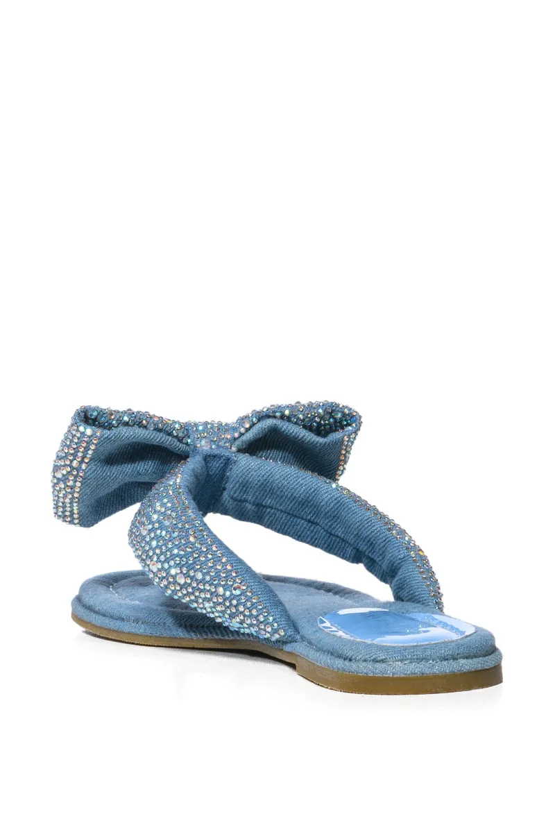 AZALEA WANG EILEEN EMBELLISHED FILP FLOP SANDAL IN DENIM