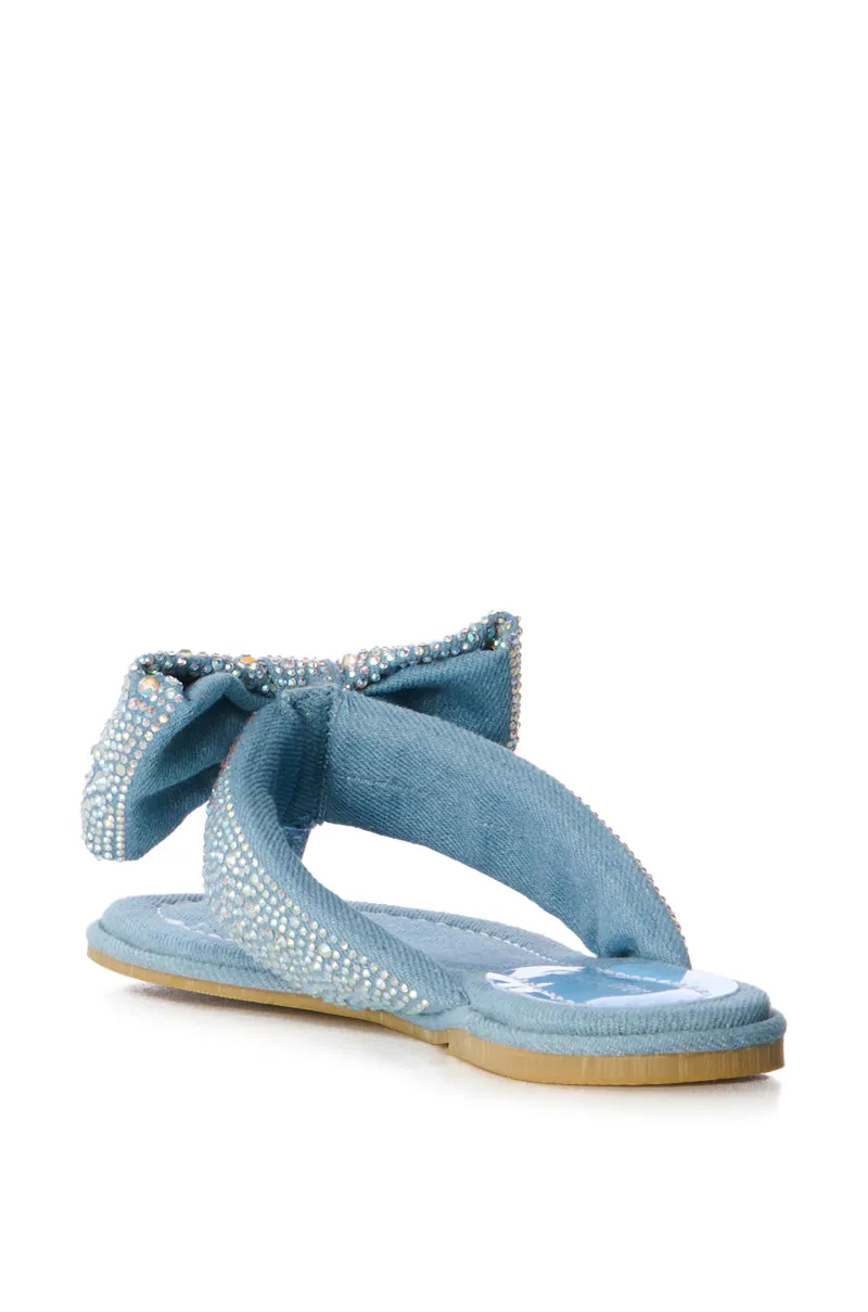 AZALEA WANG EILEEN EMBELLISHED FILP FLOP SANDAL IN DENIM