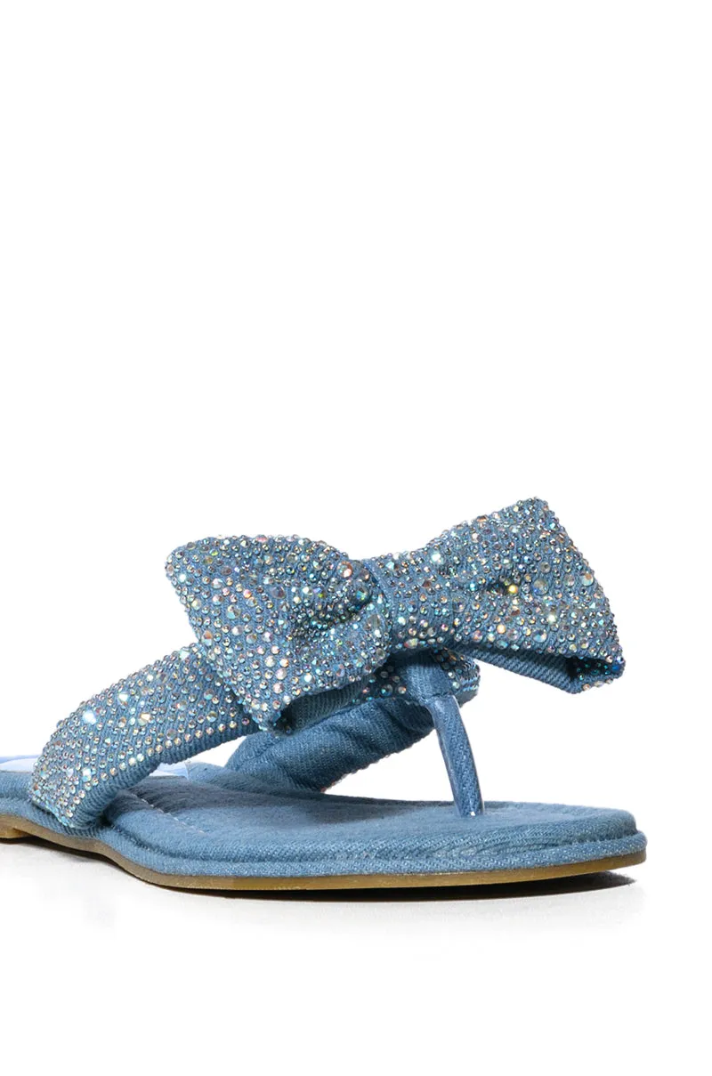 AZALEA WANG EILEEN EMBELLISHED FILP FLOP SANDAL IN DENIM