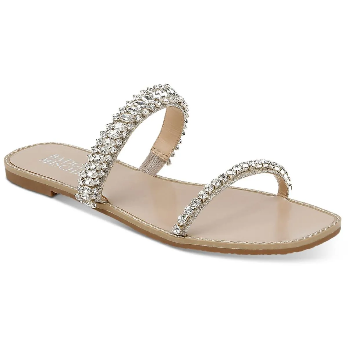 Badgley Mischka Womens Thina Flat Slip On Slide Sandals