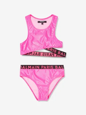 Balmain Girls Logo Bikini in Pink