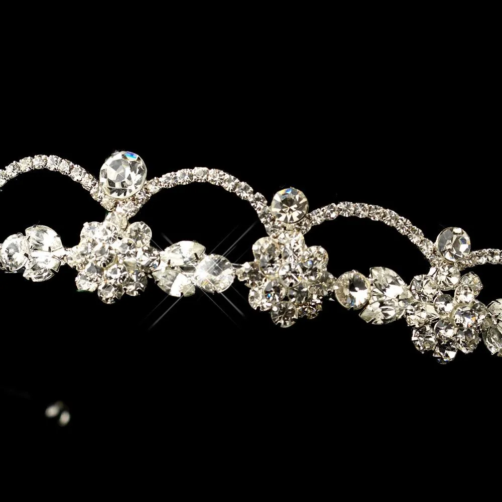 Beautiful Dainty Silver Crystal Swirl wedding tiara