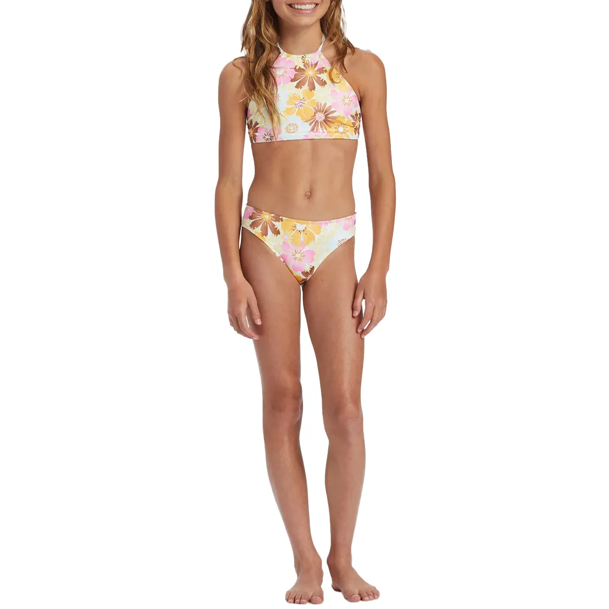 Billabong Youth Flower Power Reversible High Neck Bikini Swimsuit Set