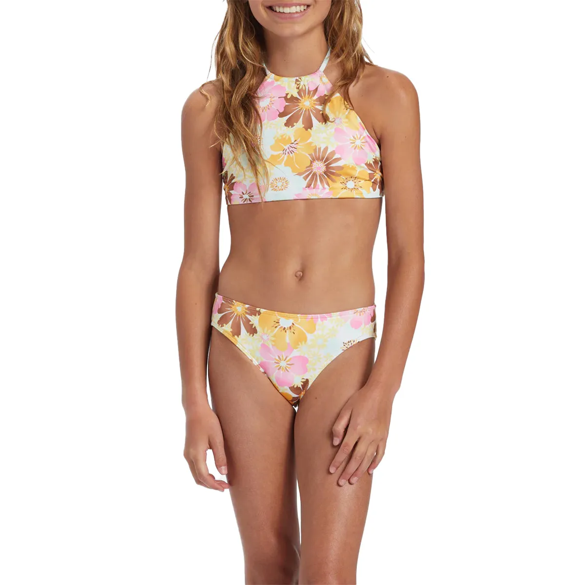 Billabong Youth Flower Power Reversible High Neck Bikini Swimsuit Set