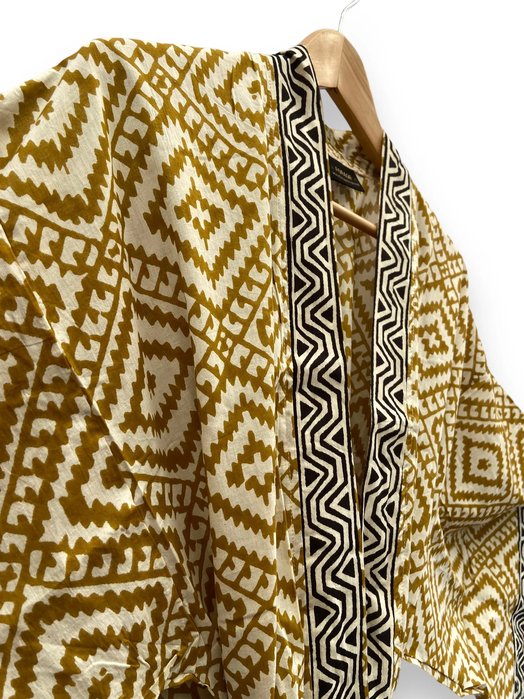 Block Print Kimono - Sand Tones