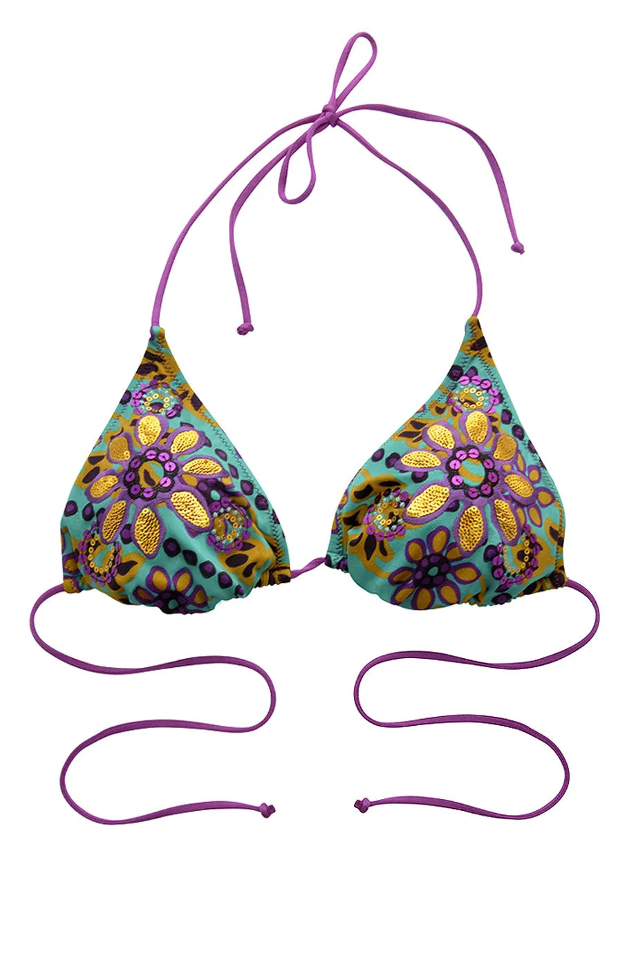 BRODERIE Green Purple Sequin Bikini