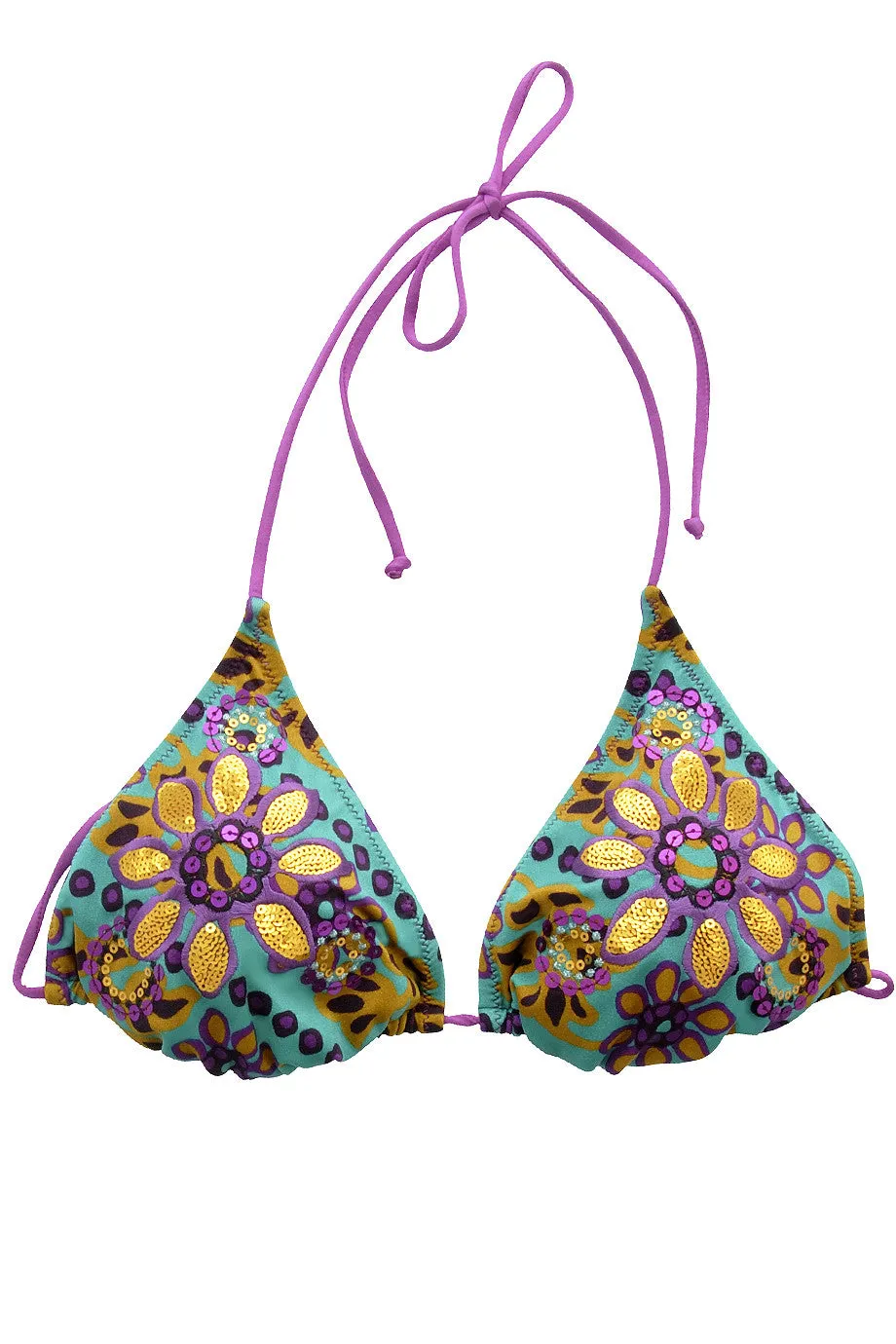 BRODERIE Green Purple Sequin Bikini