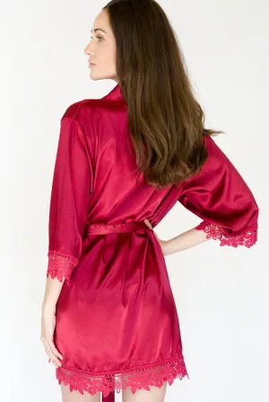 Burgundy Lila Lace Bridal Robe