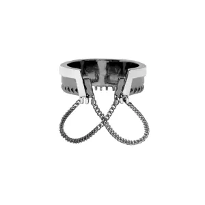 Chandelier Chain No.3 Ring [White/Black gold]