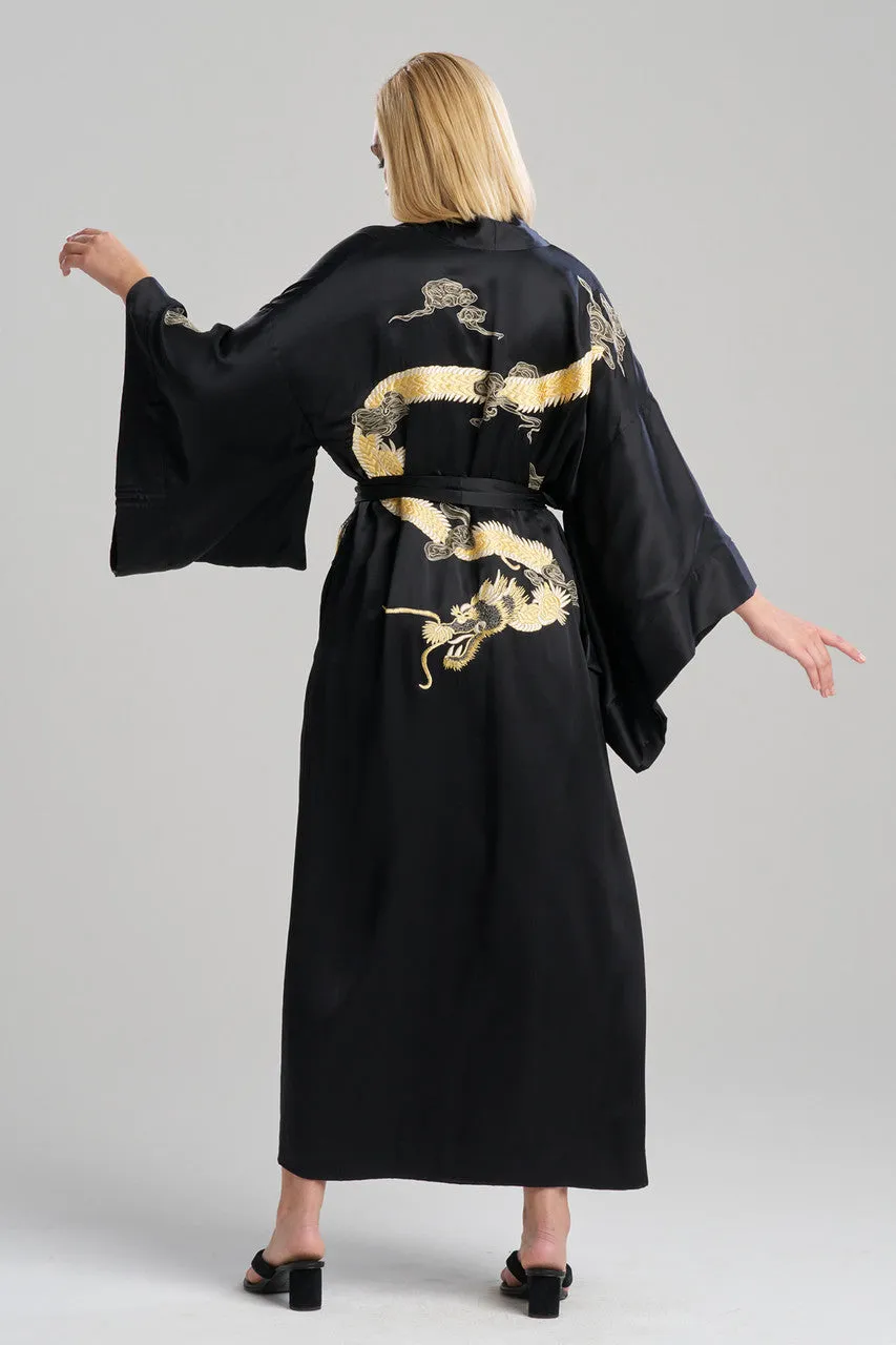 Couture Lucky Dragon Embroidered Silk Robe