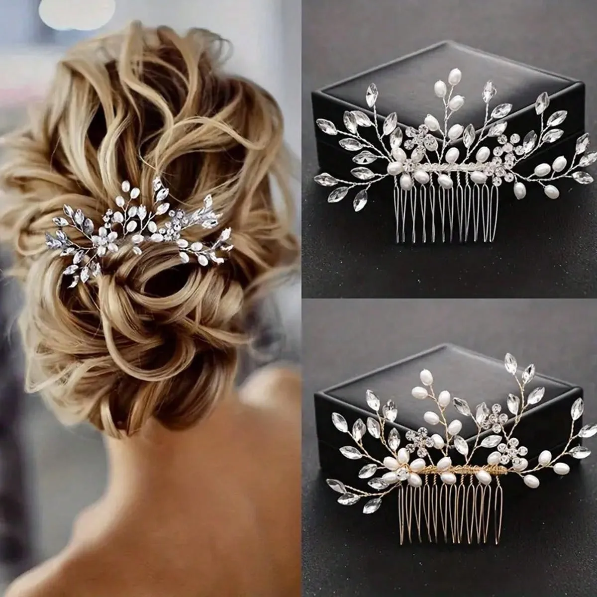 Crystal Flower Bridal Comb, Silver-Tone Accessory, Wedding Comb, Bridal Hair Comb, Wedding Hair Accessory, Bridal Hair Clip, Hair Decoration Elegant Tiaras