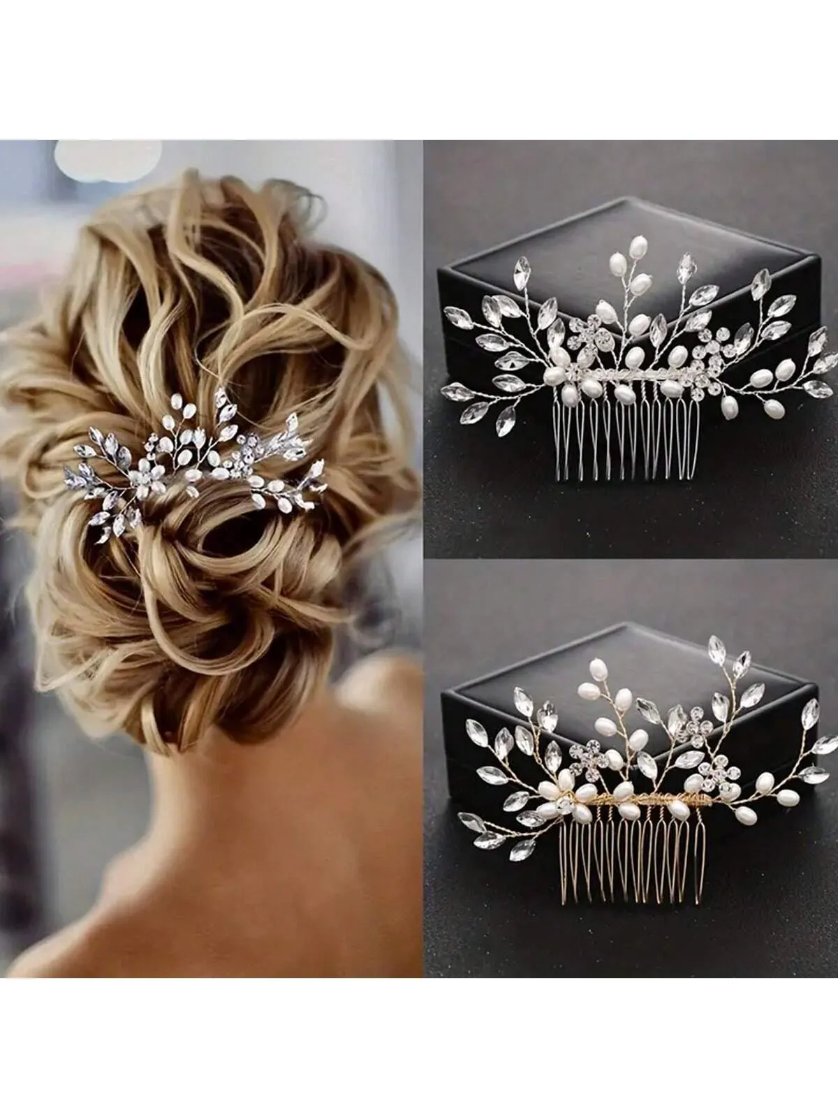 Crystal Flower Bridal Comb, Silver-Tone Accessory, Wedding Comb, Bridal Hair Comb, Wedding Hair Accessory, Bridal Hair Clip, Hair Decoration Elegant Tiaras