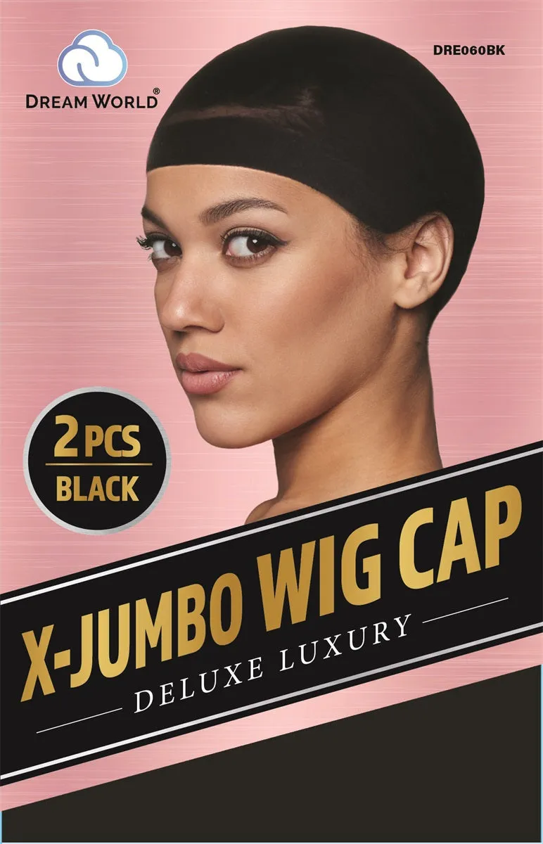 Dream World Wig Cap 2Pcs X-Jumbo Black #DRE060BK