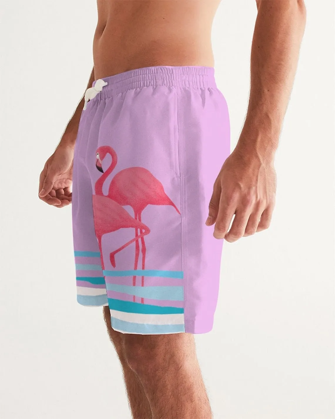 FLAMINGOS BLUE WAVES MATCHING COUPLES LILAC SWIMSUIT SET