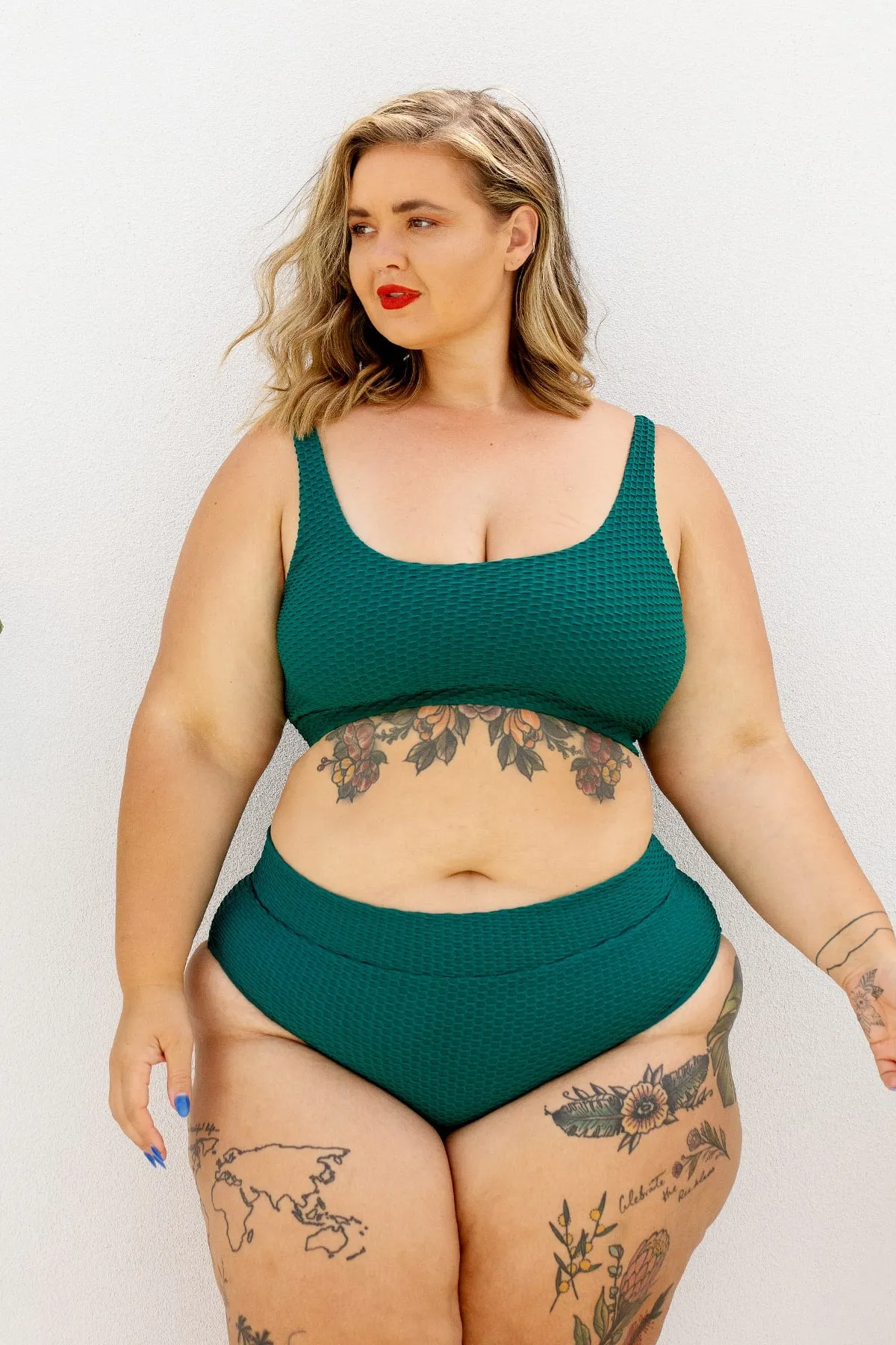 Ginger Bikini Bottom - Emerald Waffle