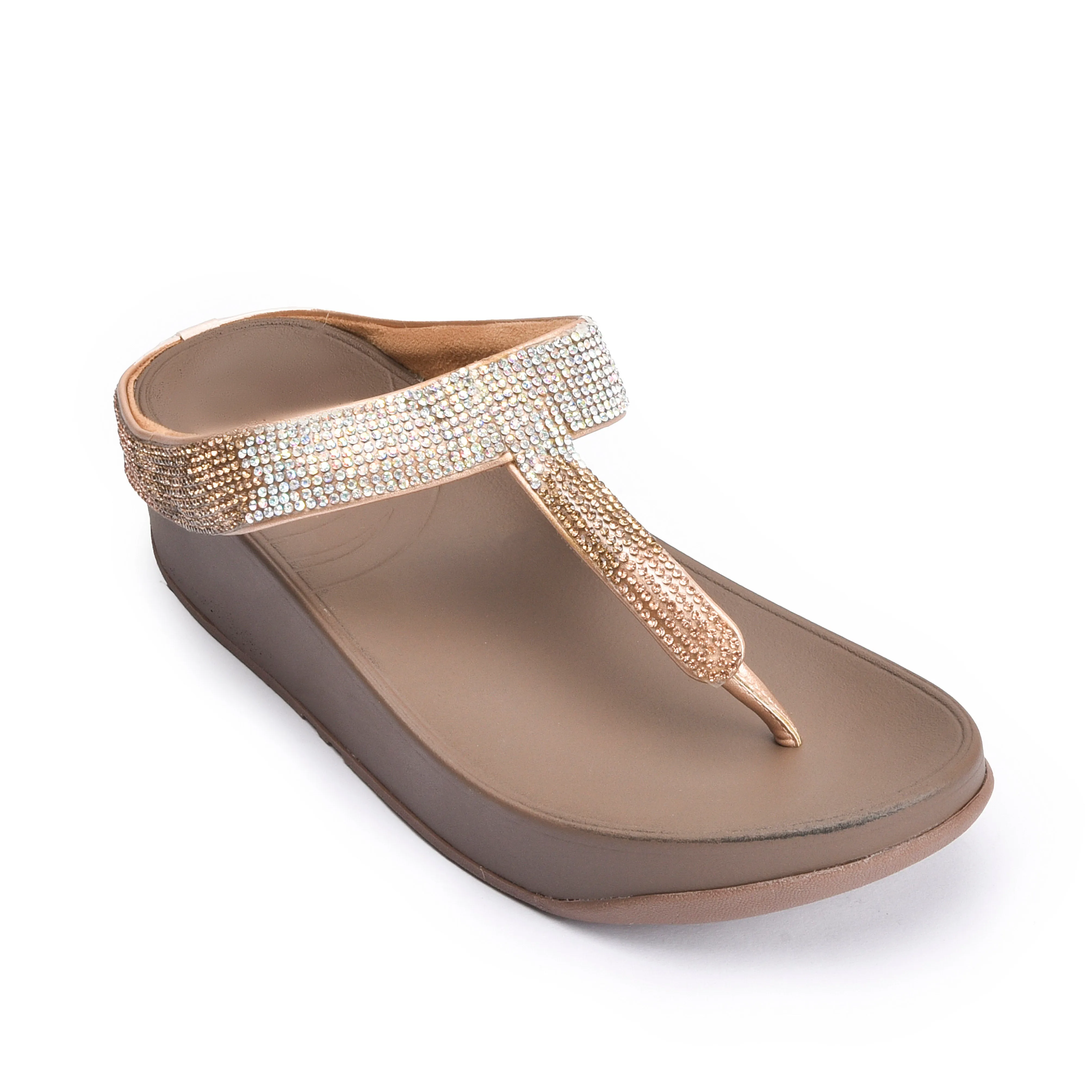 Glamorous Rose Gold Embellished Flip-Flops | 751R-PX