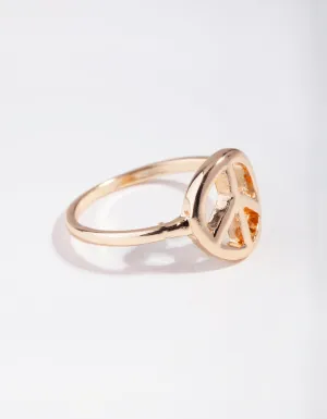 Gold Peace Sign Ring