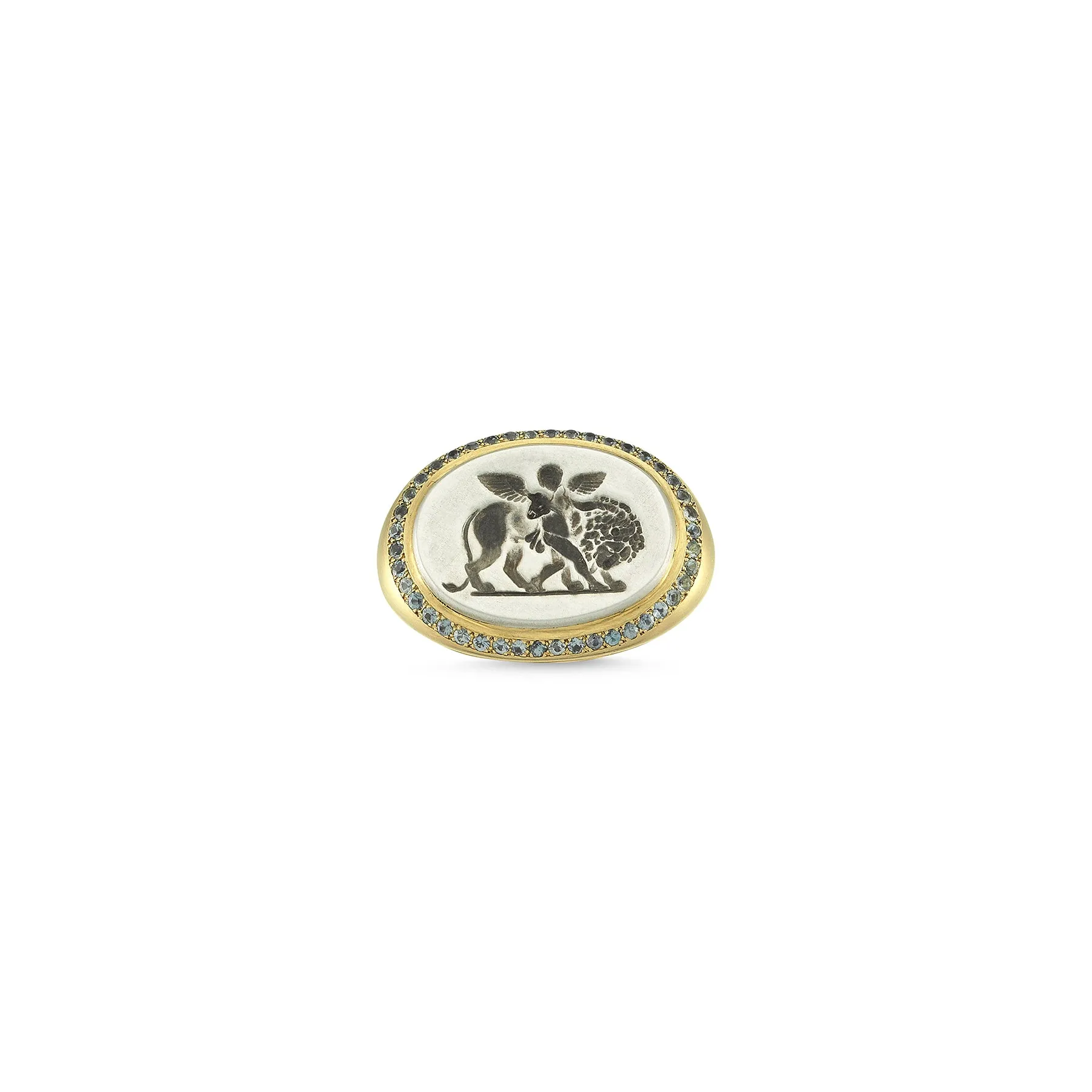 GRAND TOUR EROS & LION INTAGLIO SIGNET RING