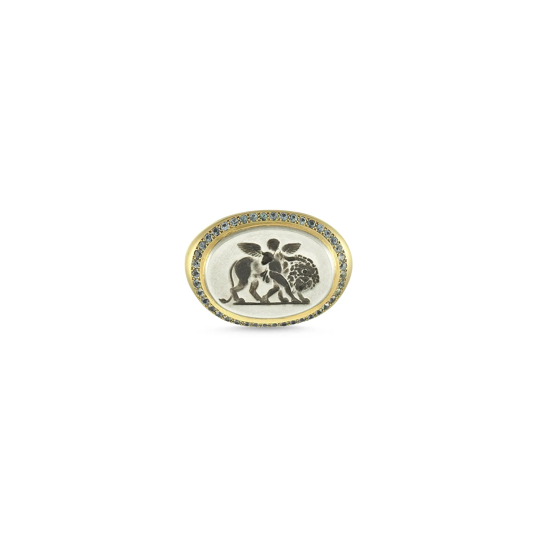 GRAND TOUR EROS & LION INTAGLIO SIGNET RING