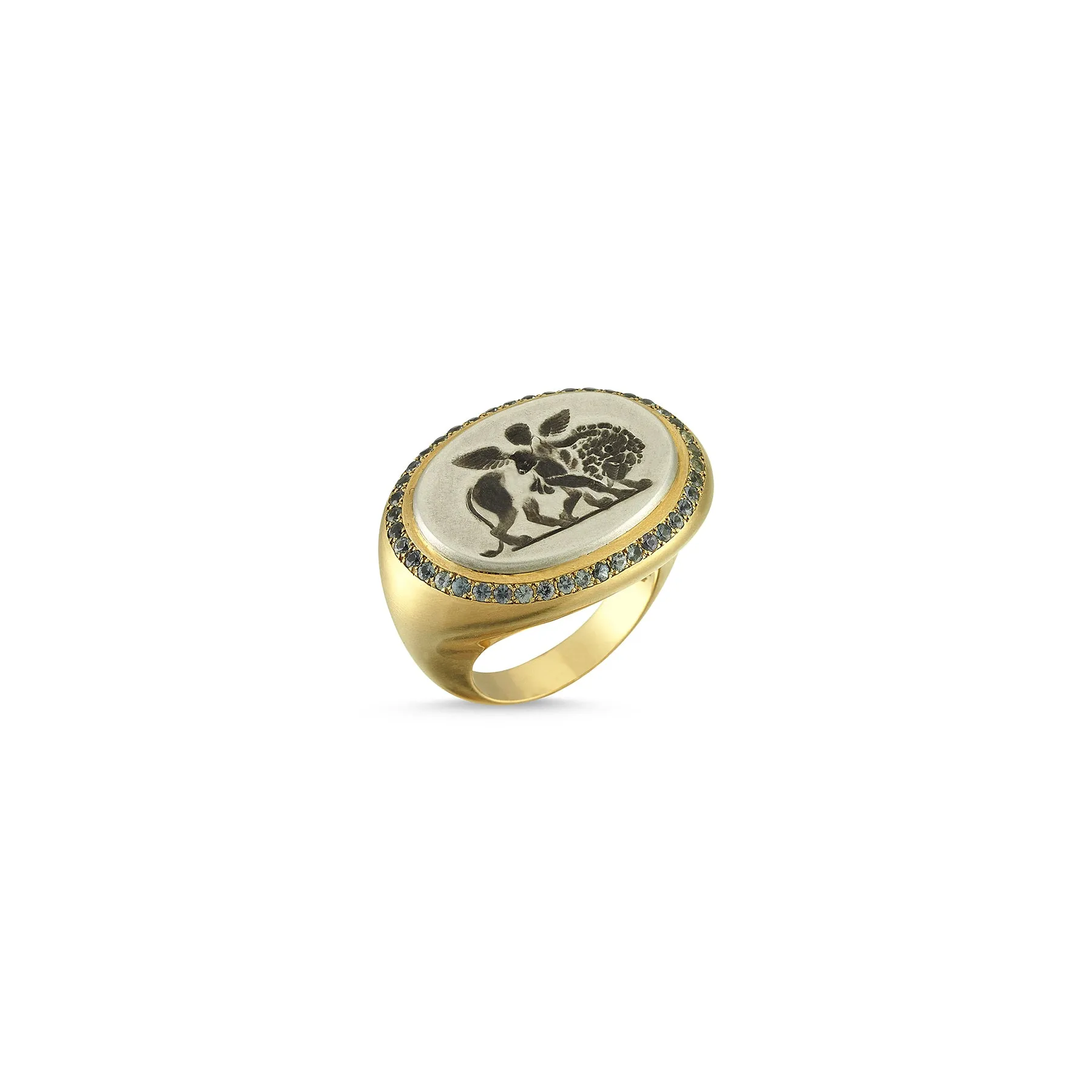 GRAND TOUR EROS & LION INTAGLIO SIGNET RING