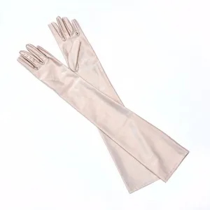 Great Gatsby 1920's Bridal Flapper Long Satin Gloves - Champagne