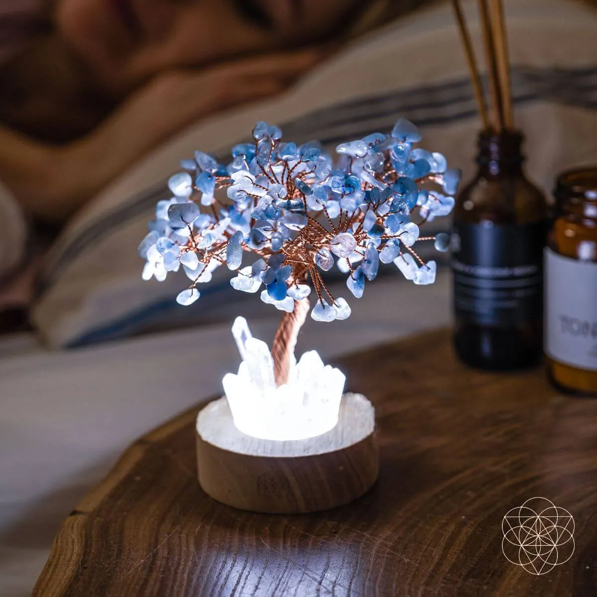 Guardian Angel Lamp of Protection - Aquamarine Tree