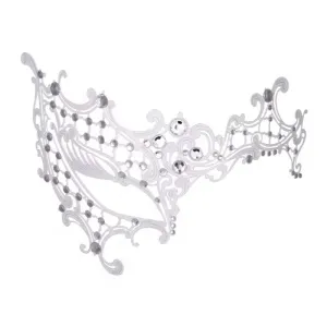 Half Face Laser Cut Venetian Ladies Masquerade Ball Party Mask - White ((Style 7))