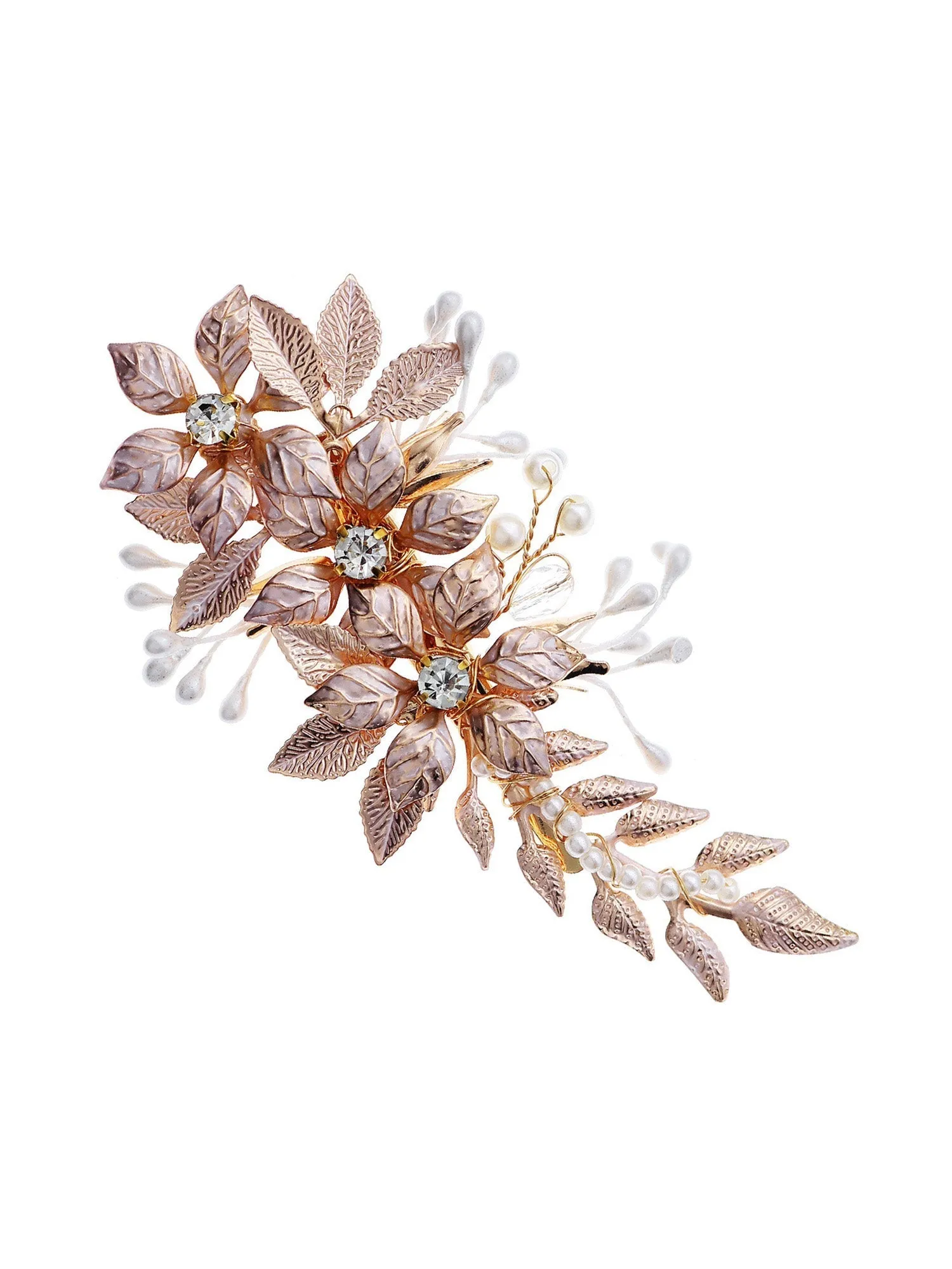 Hand-Painted Thin Floral Leaf Metal Hairpin