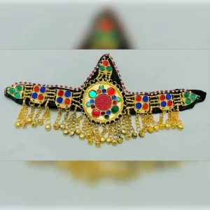 Handmade Golden Headpiece Unique Glass Stones Matha Patti