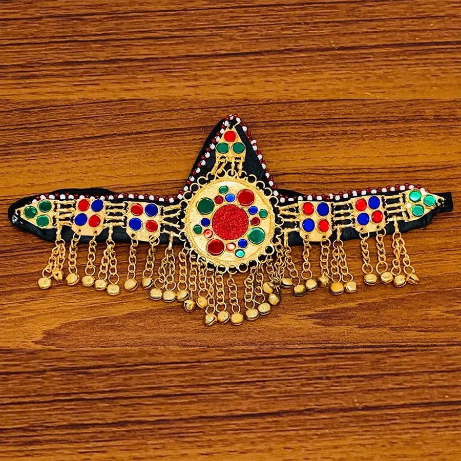 Handmade Golden Headpiece Unique Glass Stones Matha Patti