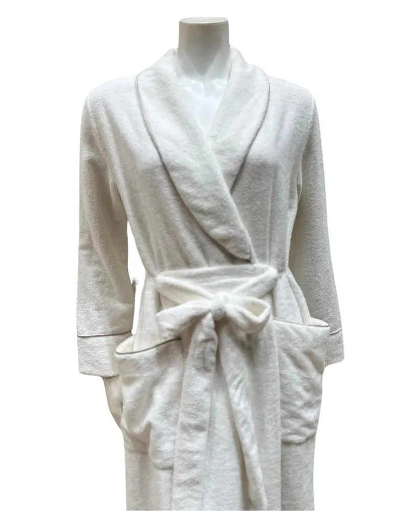 Iora Lingerie White Plush Luxurious Terry Wrap Bath Robe