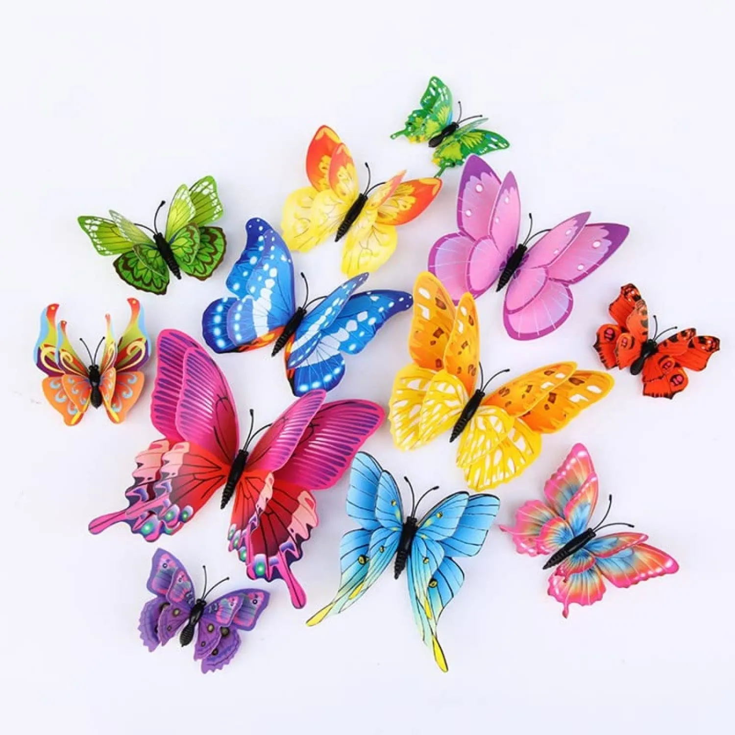 JAAMSO ROYALS Colourful 3D Magnet butterfly stickers for wall, butterfly decoration items, butterfly stickers, butterfly wall decor, butterflies, butterflies for wall decoration (Pack of 1, Set of 12)