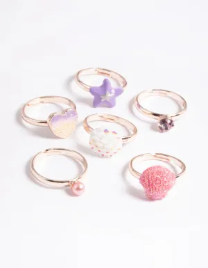 Kids Rose Gold Seaside Ring 6-Pack