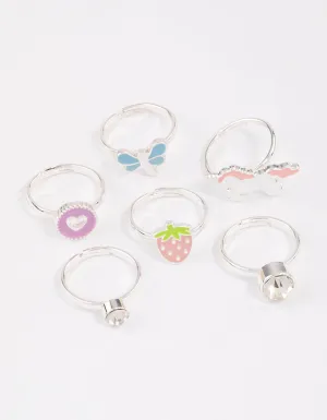 Kids Silver Unicorn Sweet Ring 6-Pack