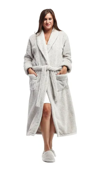 La Cera Heathered Fleece Long Robe