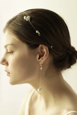 Large Pearl Fish Silk Thread Bridal Headband Earrings