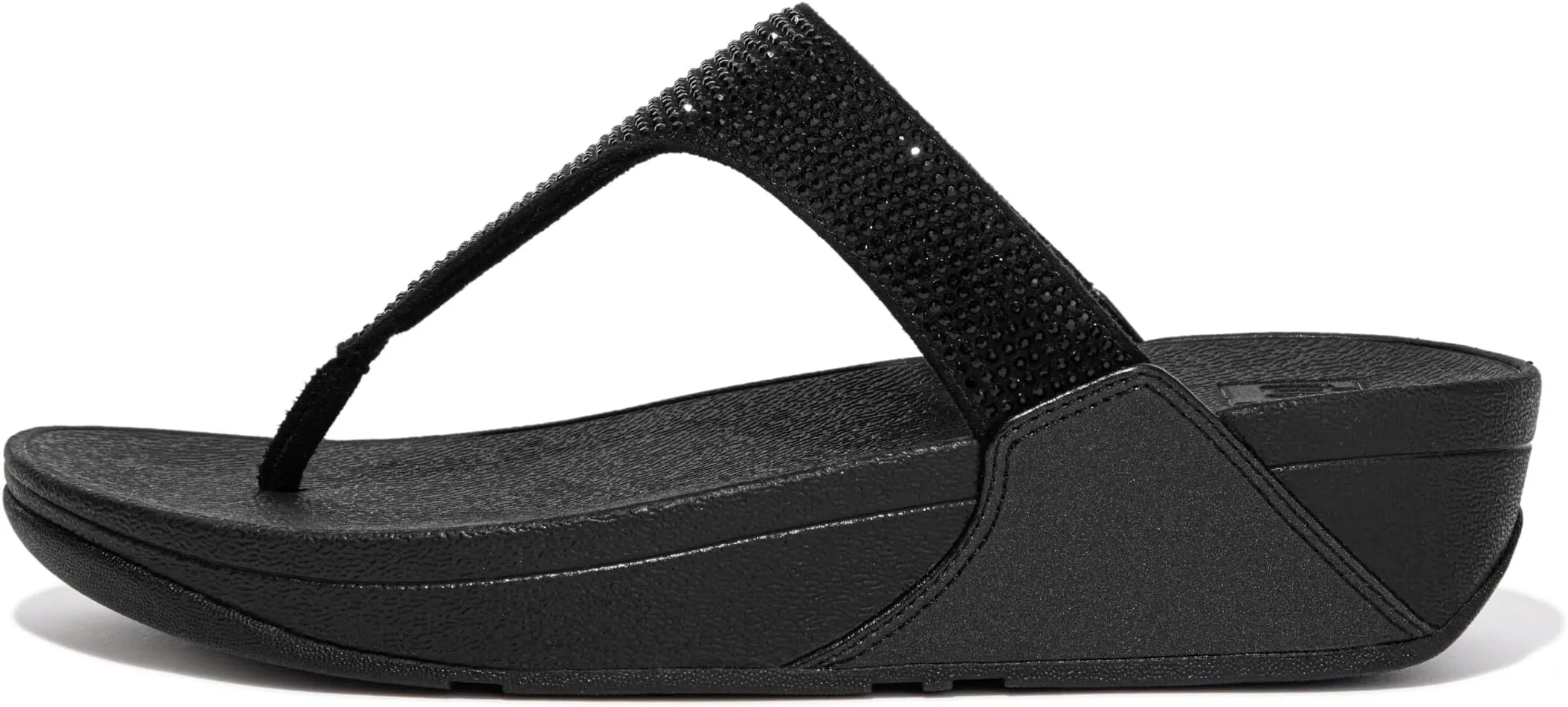 Lulu Crystal Embellished Toe-Post Sandals FitFlop, All Black