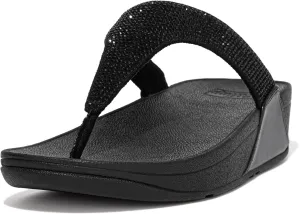 Lulu Crystal Embellished Toe-Post Sandals FitFlop, All Black