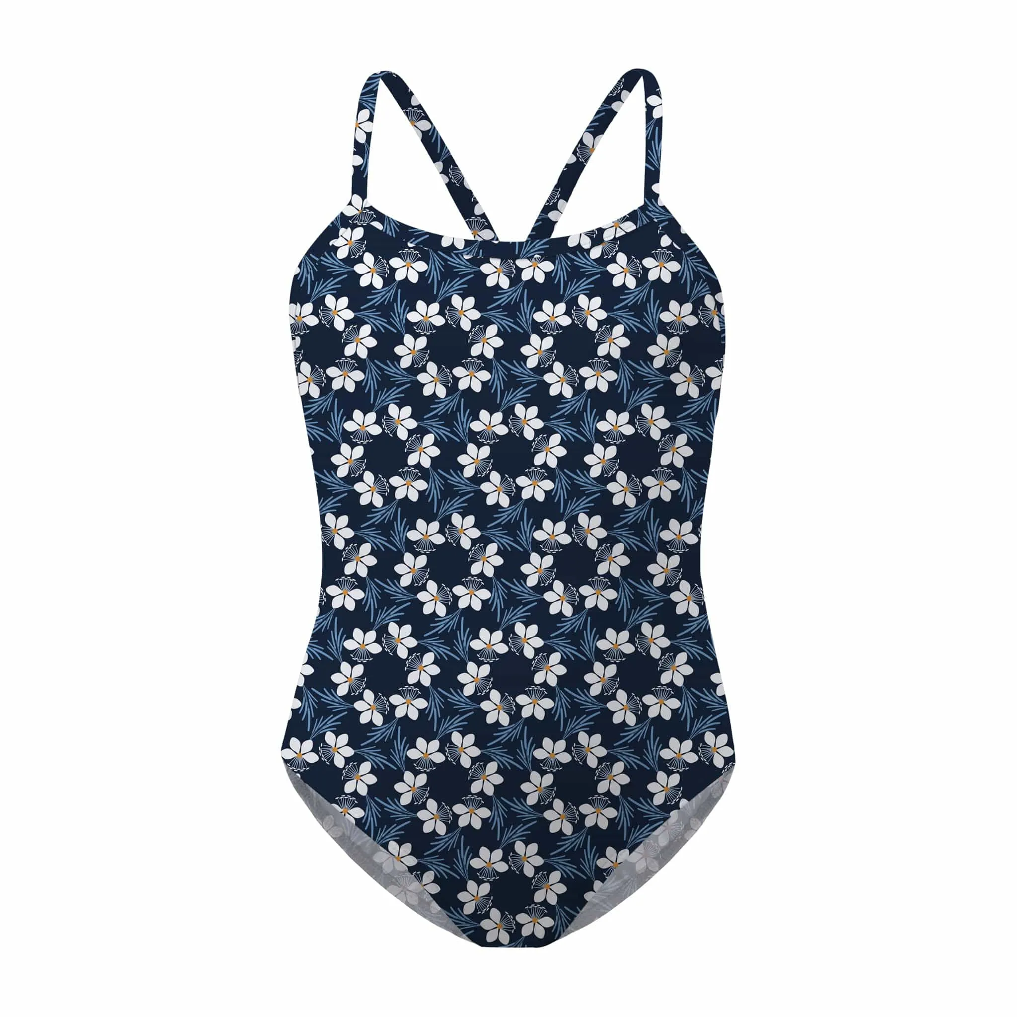 Navy Beeblossom Racerback Swimsuit