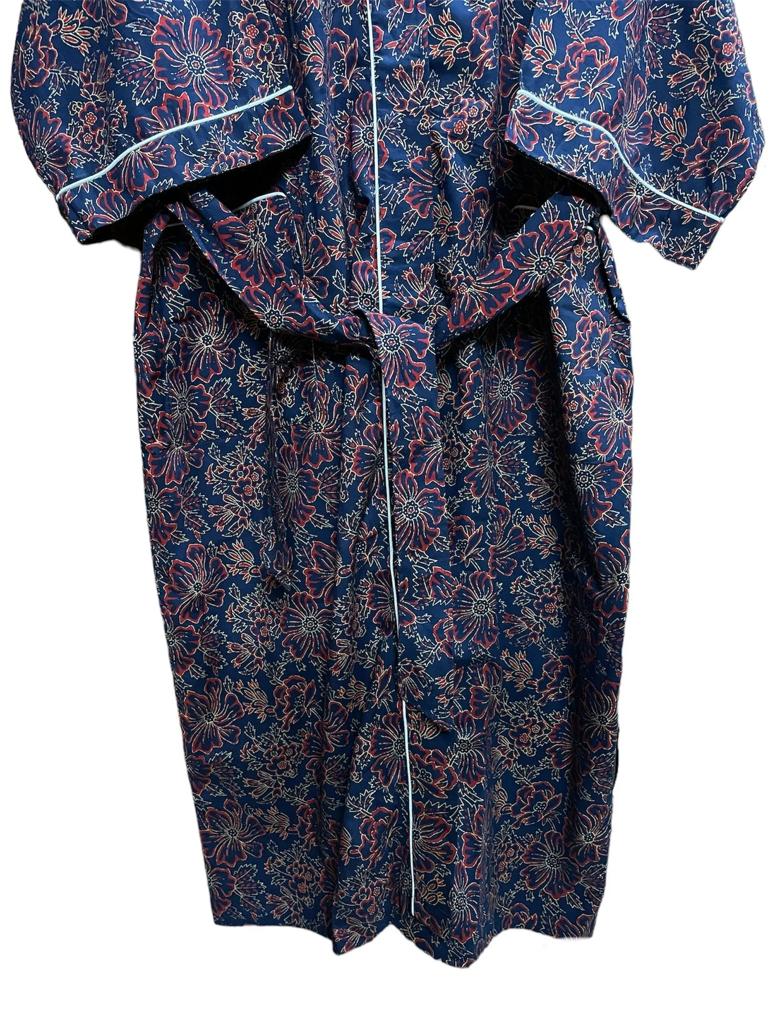 Navy Blue Floral Print - Kimono Robe