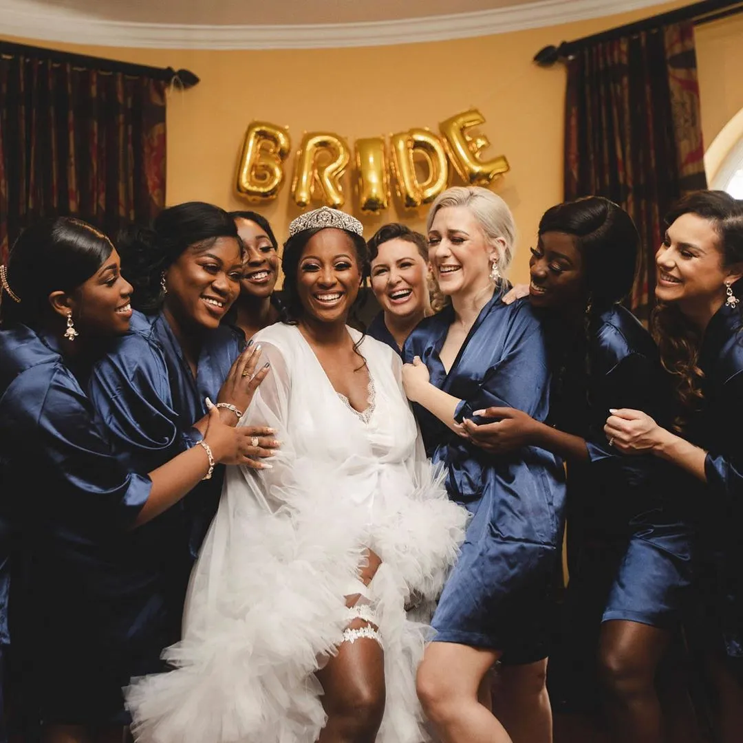 Navy Satin Bridesmaid Robe